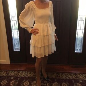 Elegant White Tiered Dress “Chiffon like”